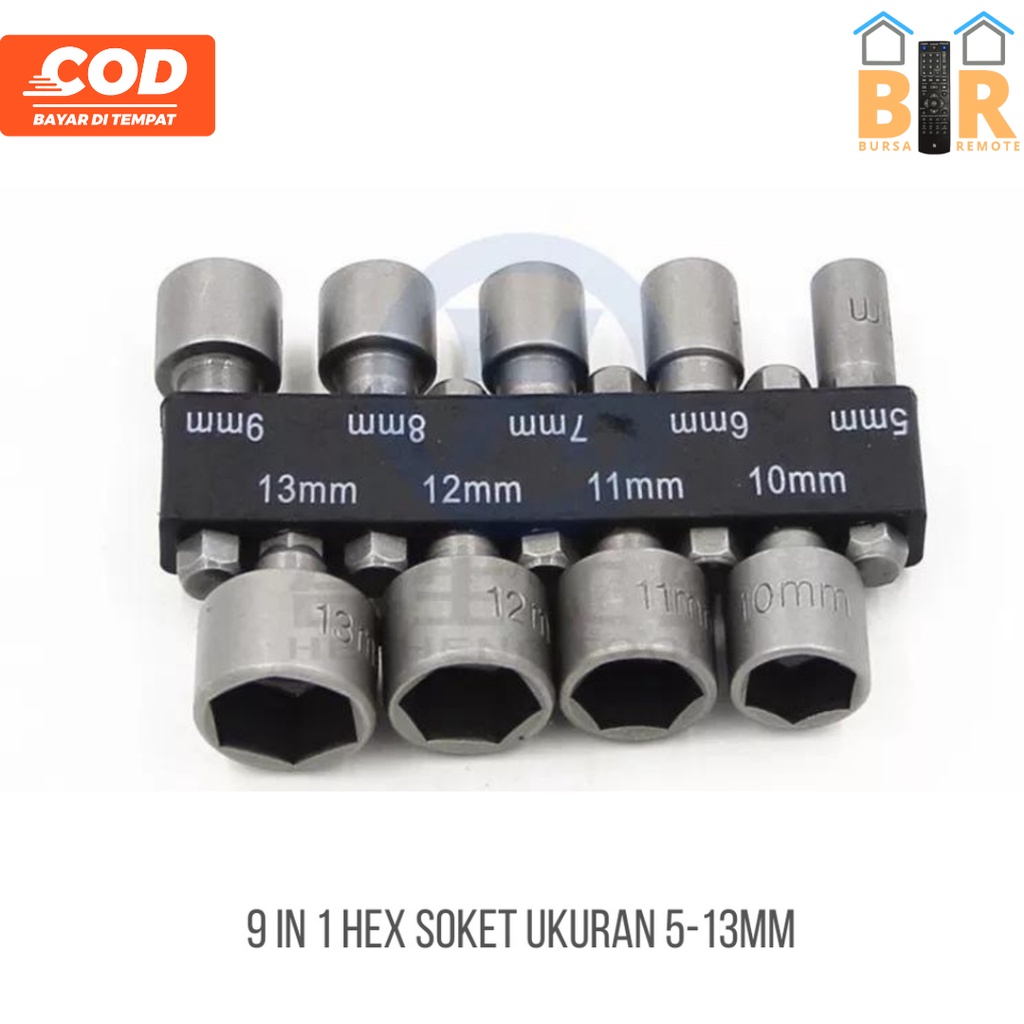 Mata Bor Socket Hex Nut Baut Roofing Set 9 PCS 14 PCS