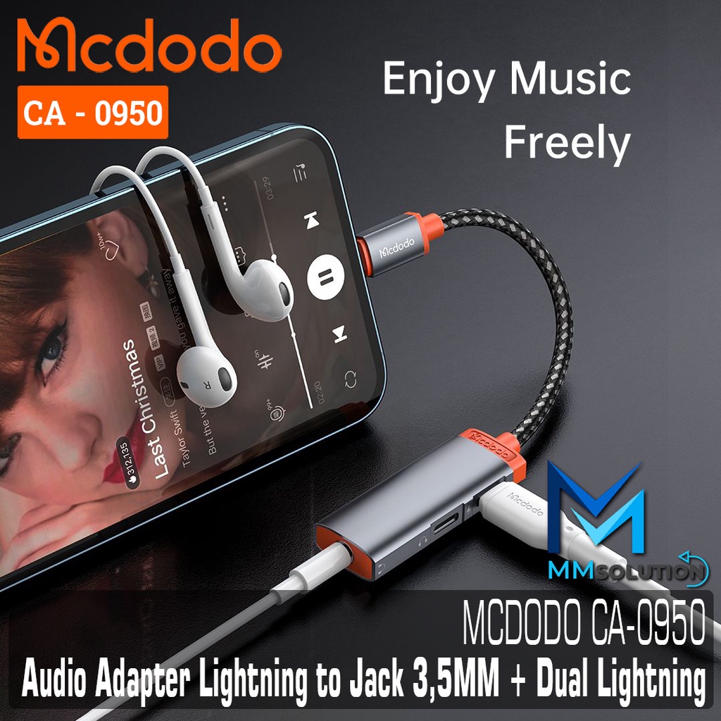 MCDODO CA-0950 Converter Splitter IPHONE + Jack 3.5MM + Dual Lightning