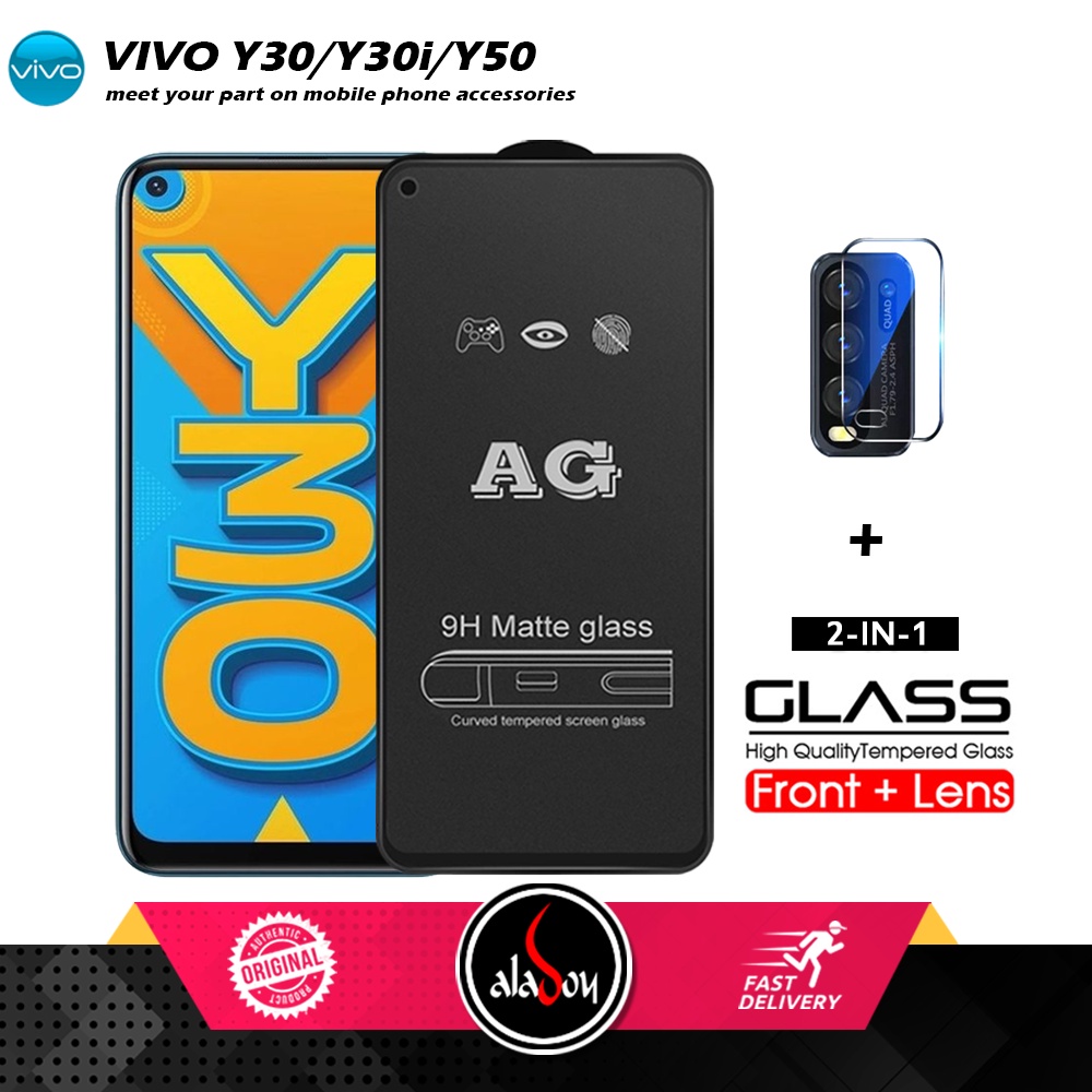 Vivo Y30/Y30I/Y50 PAKET 2IN1 Tempered Glass Matte Anti Glare Full Layar dan Tempered Glass Kamera