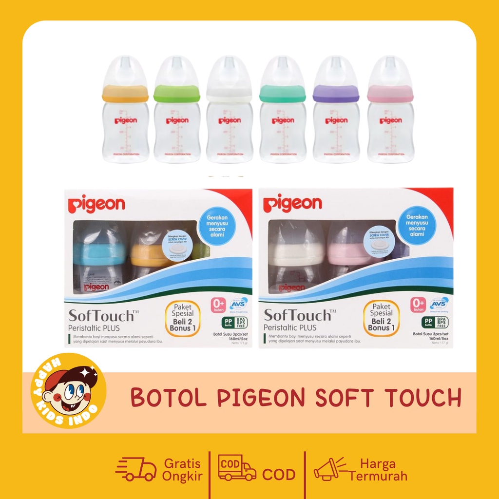 Pigeon Botol Susu Wide Neck 240ml -SATUAN / Pigeon Botol Susu Peristaltic Plus Nipple Bayi / Baby Ne