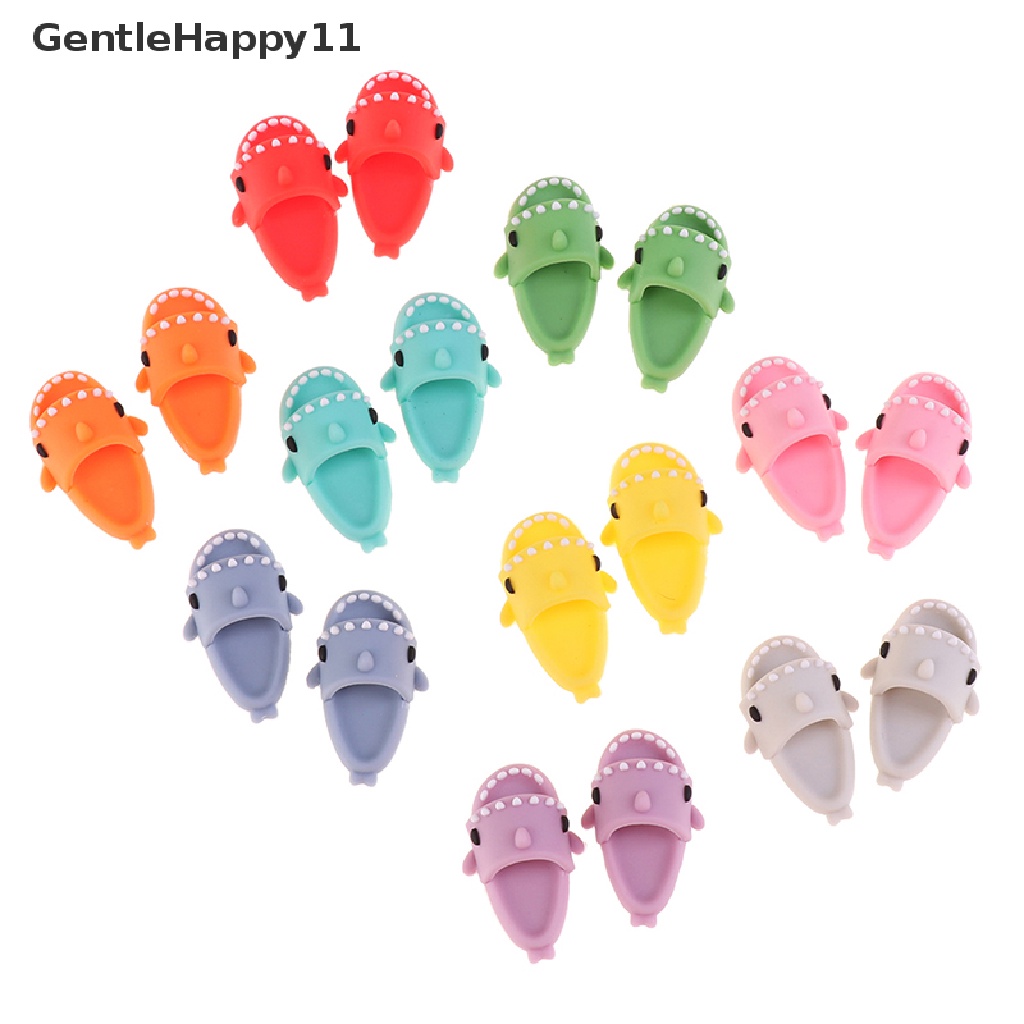 Gentlehappy 1 Pasang Mainan Sandal Selop Bentuk Hiu Skala 1: 12 Untuk Aksesoris Rumah Boneka Ob11 1 / 12