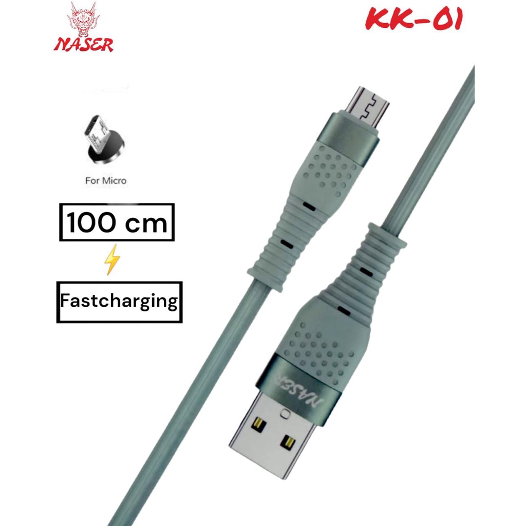 KABEL DATA NASER KK-01  HANDPHONE/KABEL CHARGER/CABLE HP/FAST CHARGING/KABEL 1M KK-01 MICRO/TYPE C/LIGHTING/PRODUK ORIGINAL