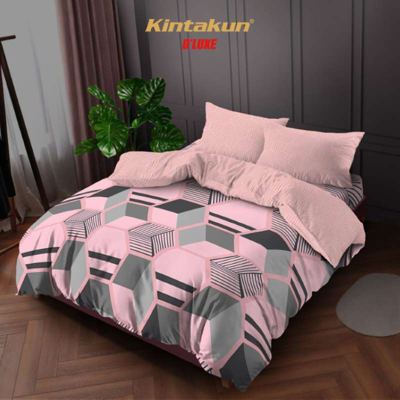 Kintakun Bedcover Set Flat 160/180 Rena Aesthetic Dluxe Microtex Pink