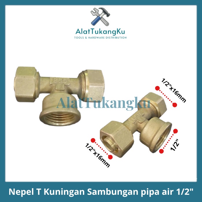 Nepel Tee Kuningan 1/2" Sambungan T Kuningan Sock Nepel Pipa Air Panas Soligen