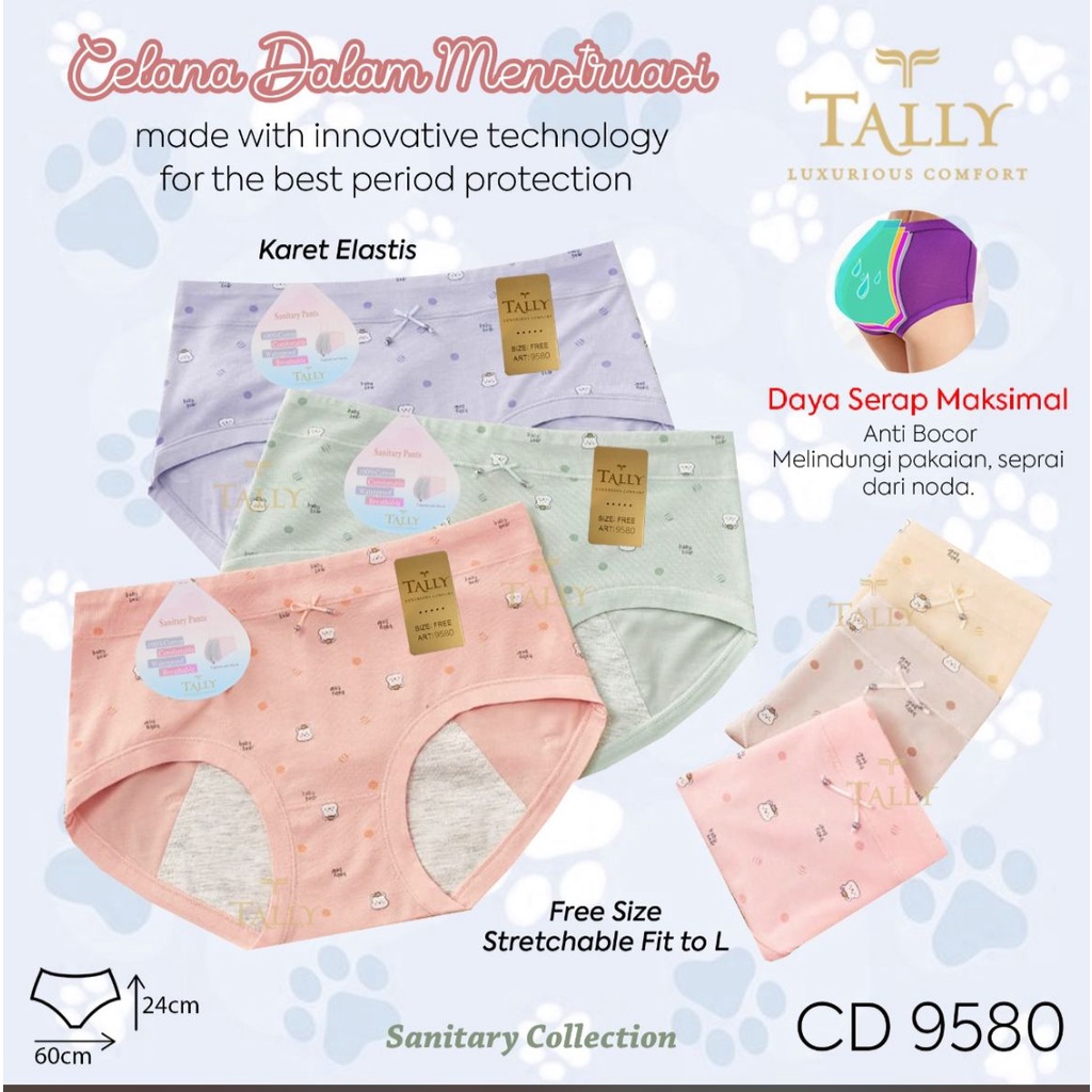 NEW ! CD 9580 9550 MEANS TALLY - CD TALLY MEANS 9580 - CD TALLY HAID MENSTRUASI - ANTI BOCOR TALLY ORIGINAL Celana Dalam Menstruasi CD Haid Mens Premium Import Waterproof Anti Bocor