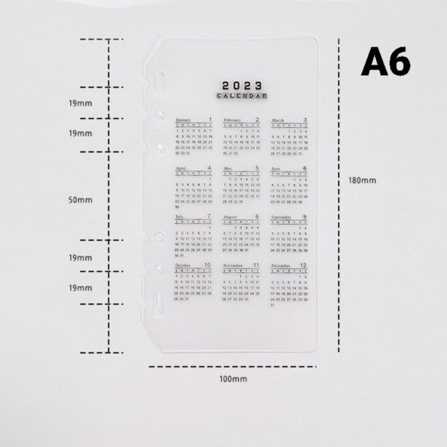 

SN119 Calendar 2023 A6 / Kalender 2023 A6 6 Rings / Divider A6 6 Lubang