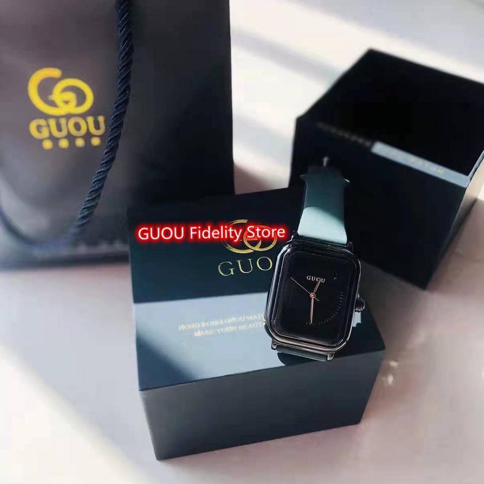 I9A0 【Ready stock】100%ORI【】【GUOU Watch 】Jam tahan air   Baru Jelly Desain Kecil Square Watch Waterpr