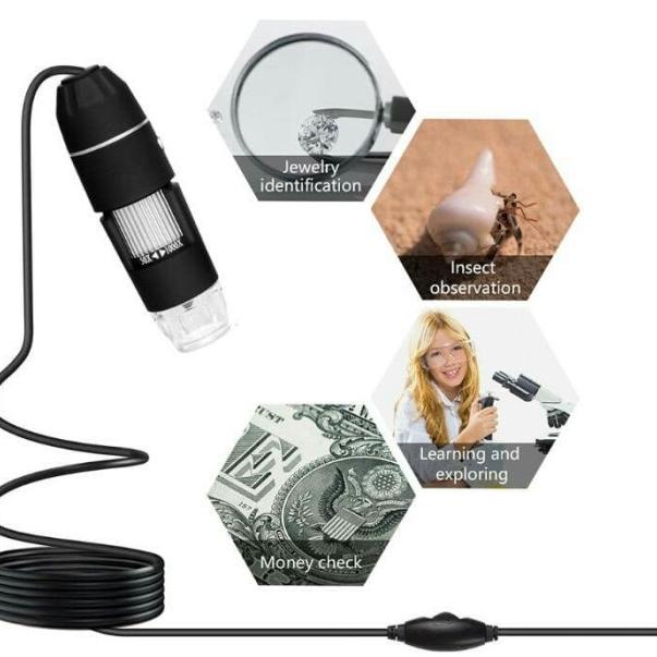 Microscope Digital 1000x 8 Led Zoom Endoscope Microskop Usb android pc - tipe kabel 1600
