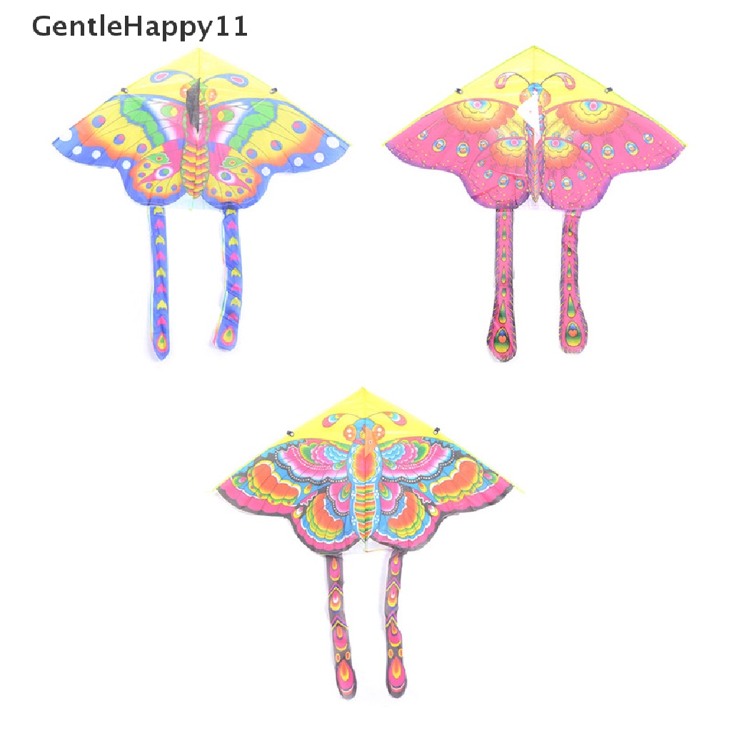 Gentlehappy 90 * 50cm Rain Butterfly Kite Outdoor Anak Layangan Stunt Kite Surf Dengan Control Bar 50M Dan Line Random Color id