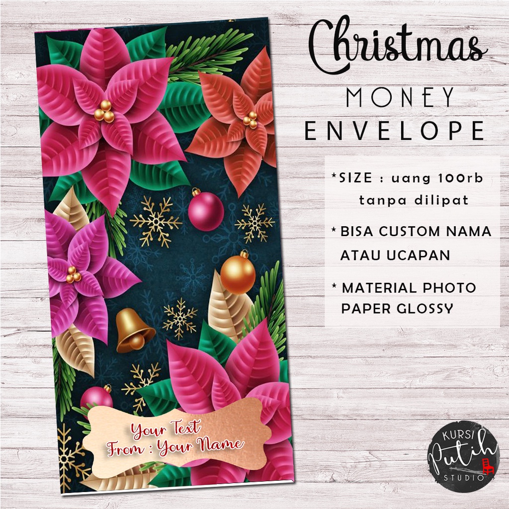 

amplop angpao / uang / money envelope tema christmas flower