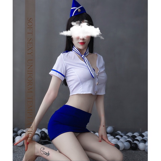 Lingerie Wanita Pramugari Peran bermain Seragam Rok Mini Seksi Lingerie Set A130