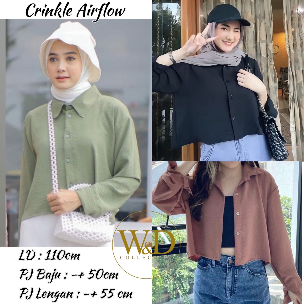 KEMEJA CROP KEKINIAN KAIN CRINCLE AIRFLOW