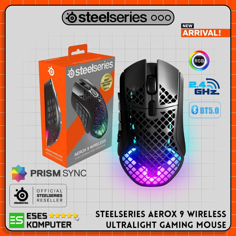 Mouse Steelseries Aerox 9 Wireless RGB | MMO/MOBA Gaming Mouse
