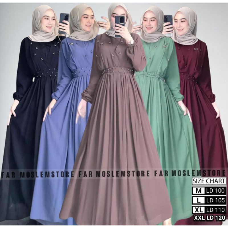 ASHANA DRESS APLIKASI MUTIARA GAMIS CERUTY ARMANY/GAUDY MAXY DRESS MUSLIM KEKINIAN BY UWAIS/GAMIS MUTIARA TERLARIS/FAR MOSLEMSTORE