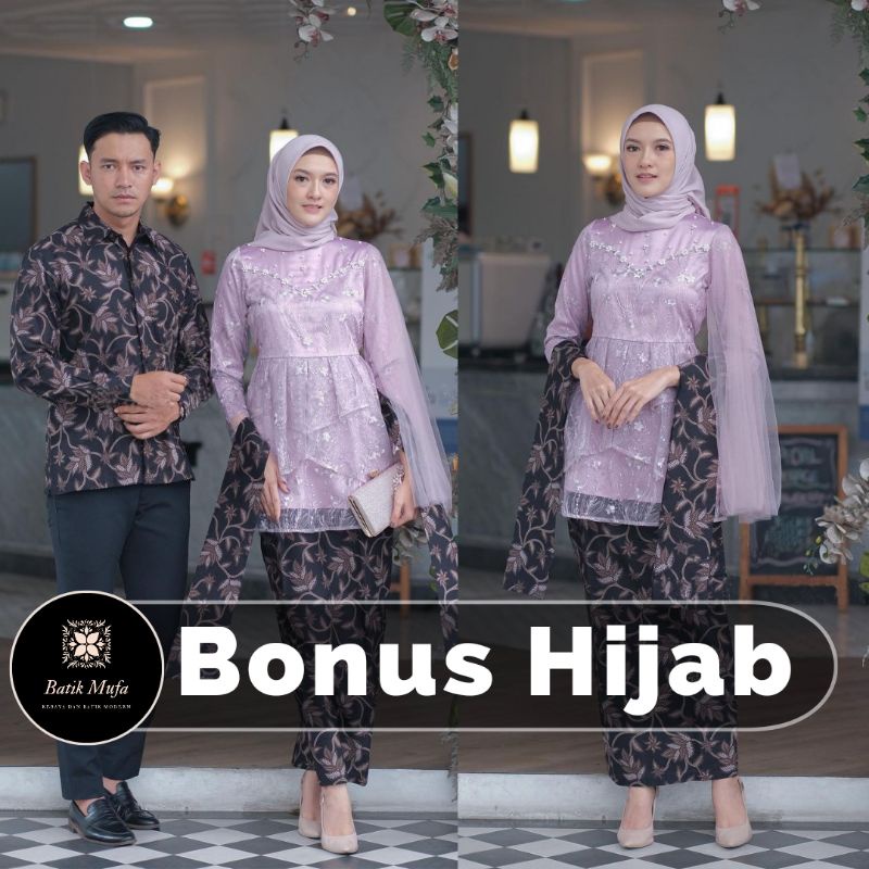 Kebaya couple MEYCA Lilac KEBAYA MODERN BATIK COUPLE Kebaya wisuda kebaya tunangan terbaru