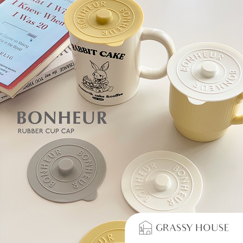 [GRASSY] Tutup gelas Bonheur/ tutup gelas karet silikon/ tutup gelas anti pecah/ tutup gelas lucu