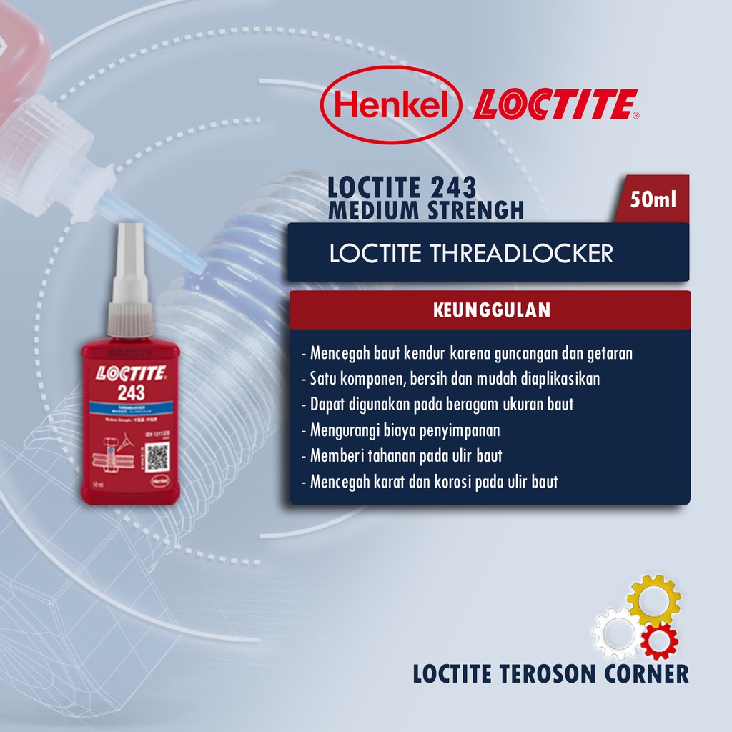 Jual Cairan Lem Baut Berkekuatan Normal Loctite 243 50 Ml Shopee