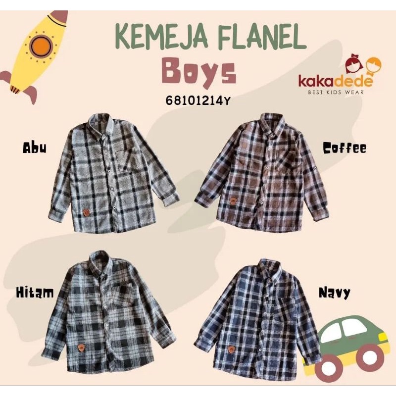 Kemeja Flanel Anak Laki-Laki Lengan Panjang Kakadede 6-14 T nabLfashion