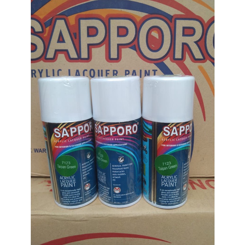 saporo acrylic lacquer paint pilok pilox cat spray sapporo 150ml saporo 7123 taipan green metallic green hijau metallic muda