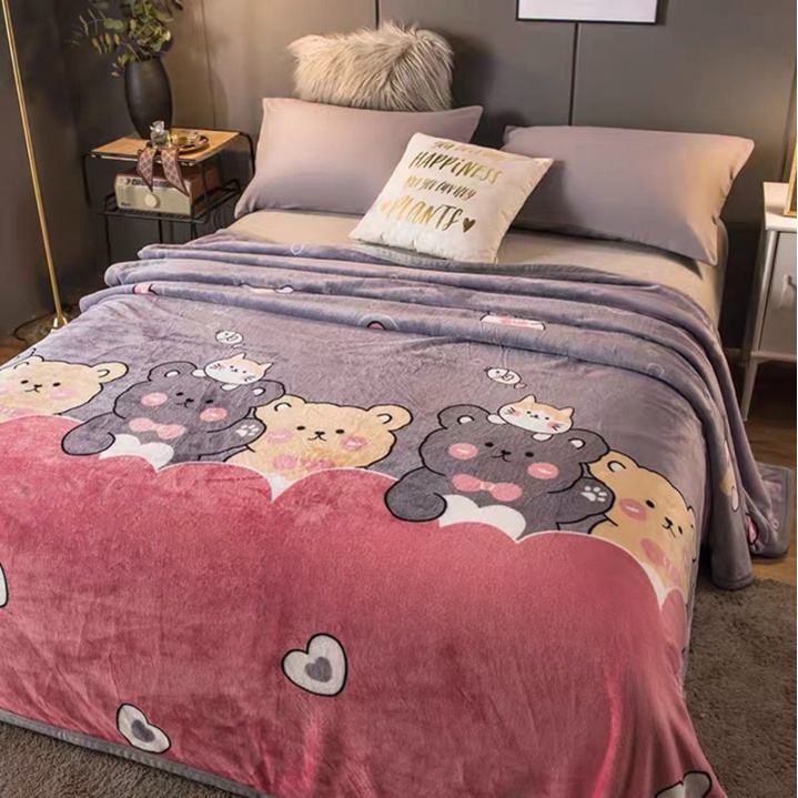 Selimut Bulu Dewasa Uk 140x200 Motif Kuma