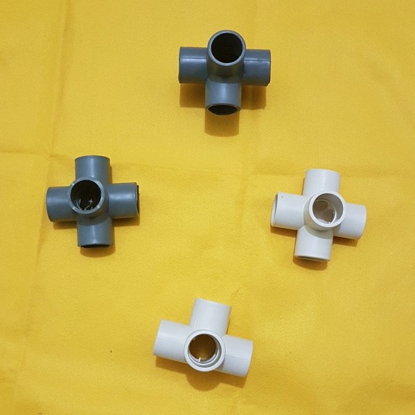 Fitting Sambungan Konektor Fitting Tee Pipa Pvc 5 Way Arah 1" Inch Hidroponik