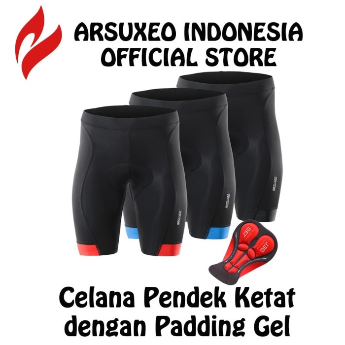 CELANA PENDEK SEPEDA ROADBIKE MTB PRIA WANITA PADDING GEL ARSUXEO 563 / CELANA PENDEK SEPEDA