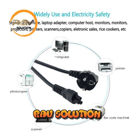 Kabel Power Laptop komputer 3 Pin EU Standard 1.8 meters  - RAV SOLUTION