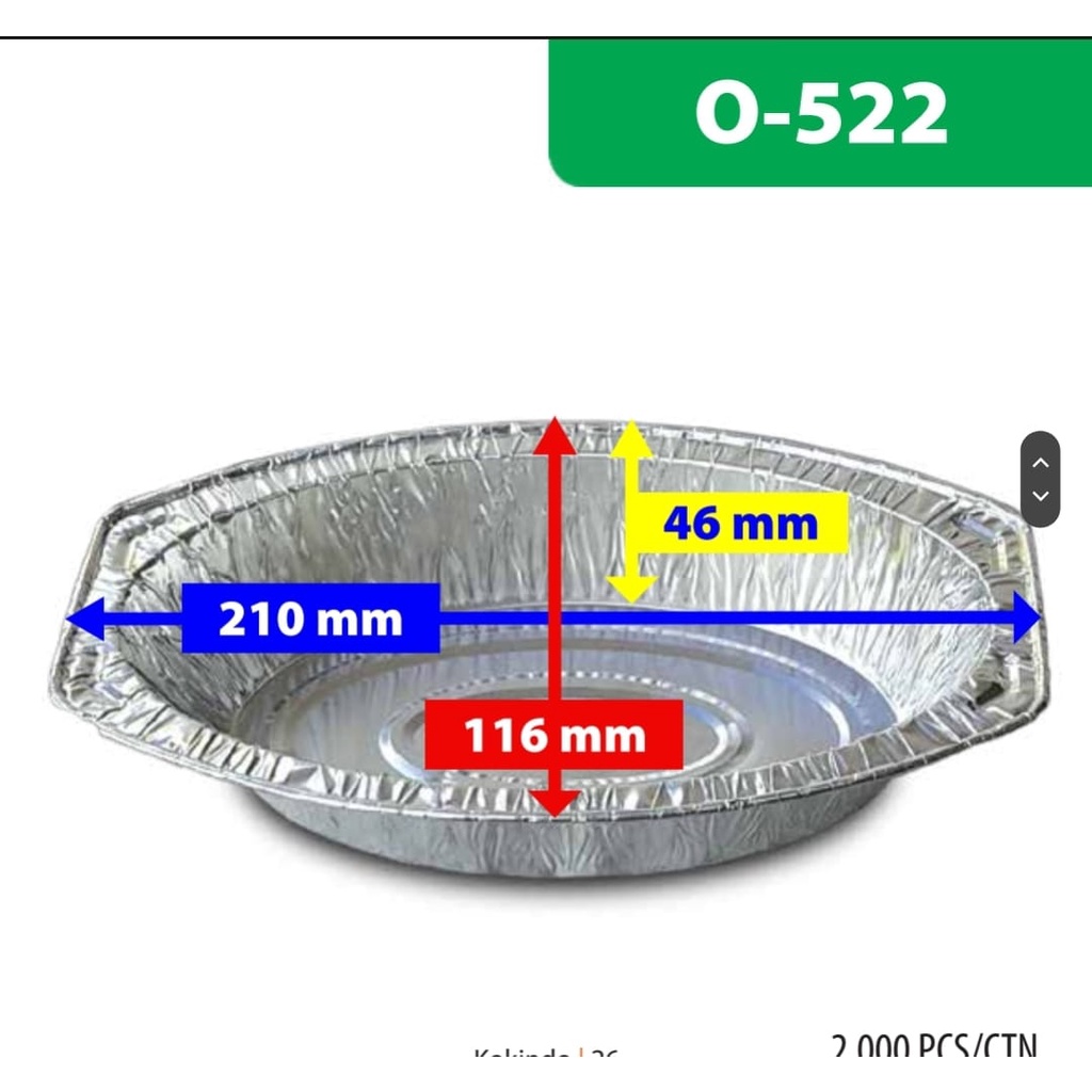 Alumunium Foil Oval Kotak Cup / Perahu Ov-522 wadah