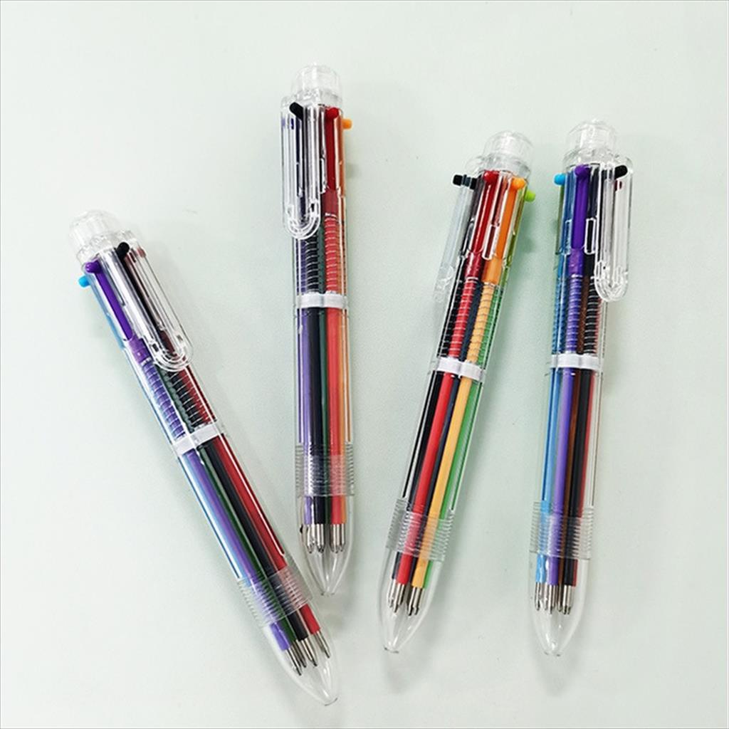 OTS 928. Pulpen 6 Warna Transparan Pena Ballpoint Pen Six-in-One Color ATK Alat Tulis Kantor Peralatan Tulis Sekolah