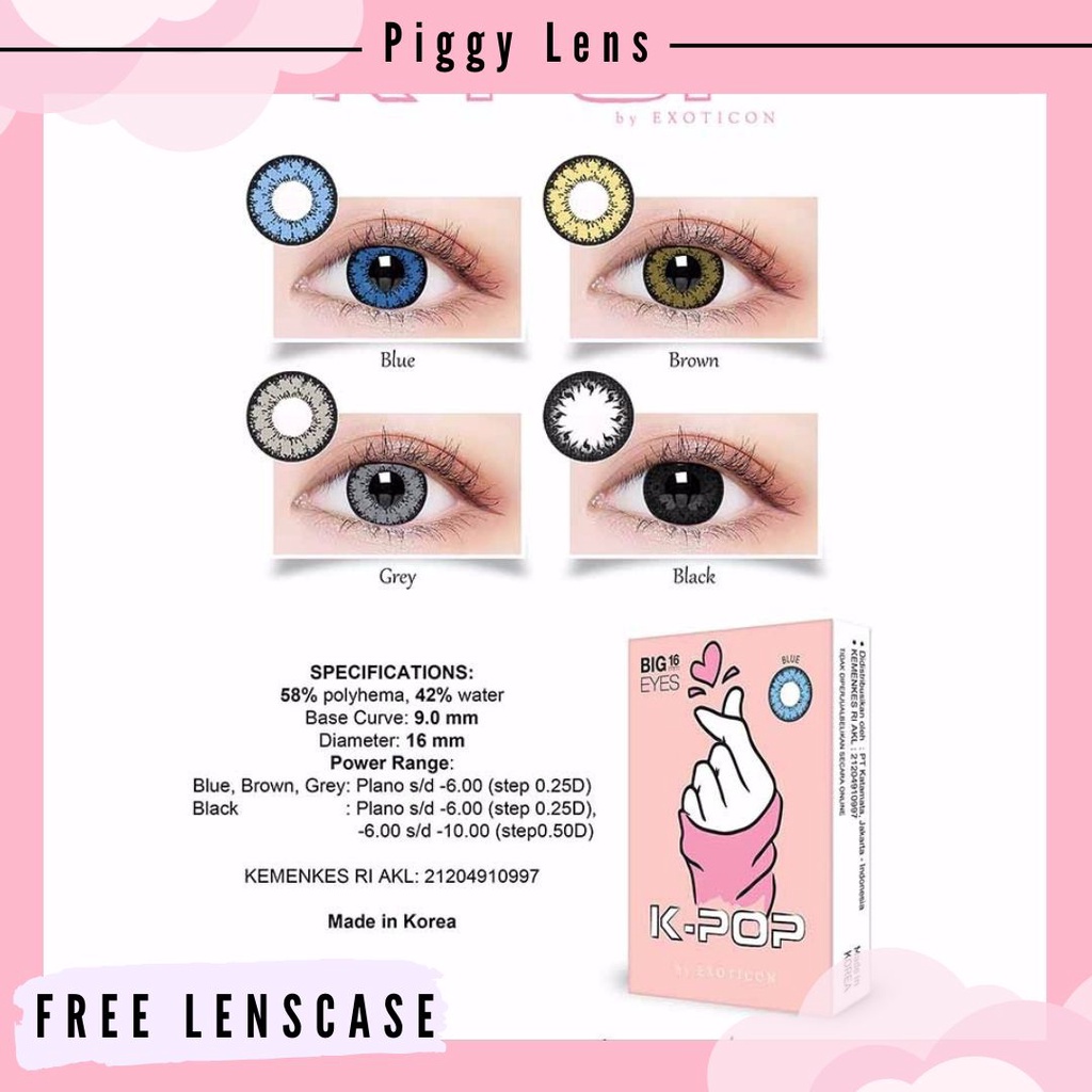 SOFTLENS X2 KPOP NORMAL &amp; MINUS -0.50 sd -6.00 FREE LENSCASE