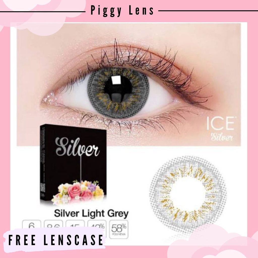 SOFTLENS ICE SILVER DIA 15MM NORMAL &amp; MINUS 0.50 SD 2.50 free lenscase