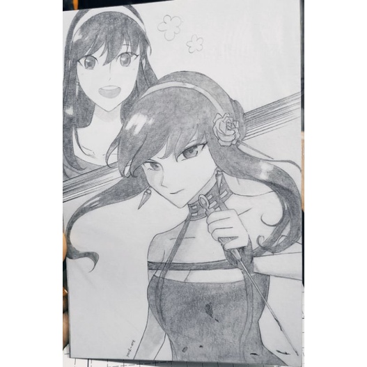 Sketsa gambar anime. Spy family A5 gambar sketsa (paket Yor)