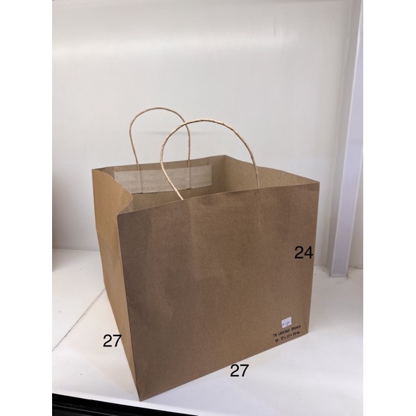 

5 Pcs Paperbag Coklat Tali 27x27x24 cm Kraft Cake Box + BB