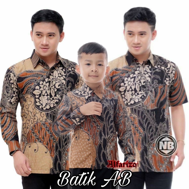 BATIK COUPLE SWEET || COUPLE BATIK AYAH DAN ANAK LAKI-LAKI || BATIK MOTIF CAP COKLAT TERBARU