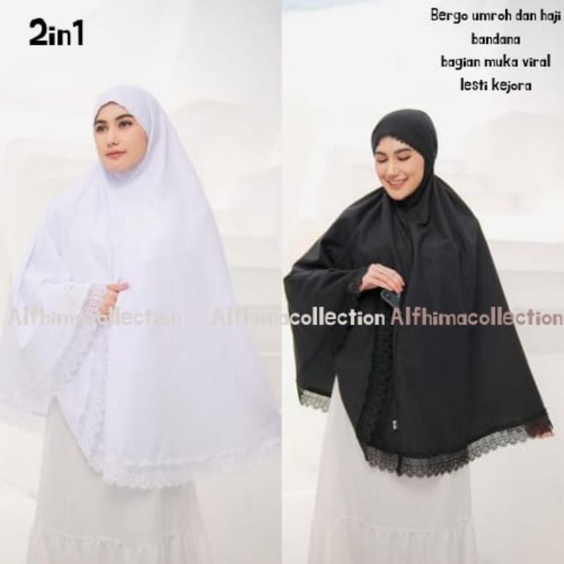 BERGO UMROH HAJI BAHAN KATUN PREMIUM HIJAB JUMBO BERSAKU/BERGO BANDANA UMROH/BERGO LASERCUT UMROH