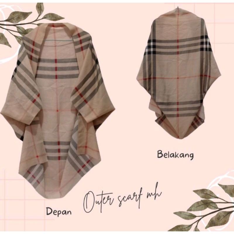 OUTER SCARF CARDIGAN WANITA MOTIF BURBERRY PREMIUM