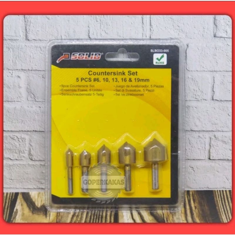 SOLID MATA BOR KAYU BESI COUNTERSINK SET 5PCS MESKN BOR KAYU BESI