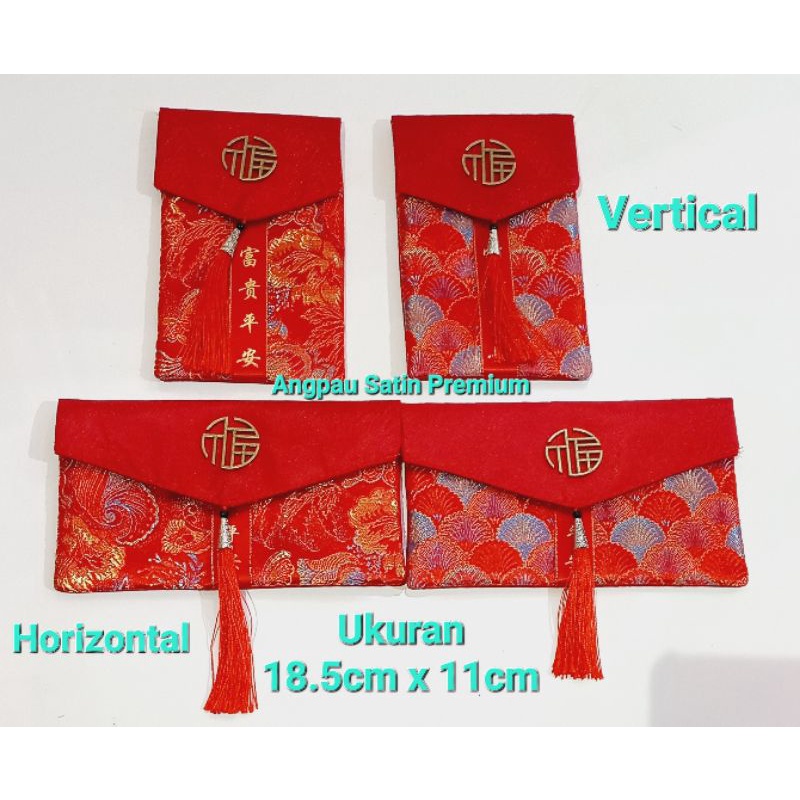 Angpau Imlek Premium Satin / Angpao Dompet Sincia Kain Satin Premium / Amplop Imlek Fu Fuk Hok Satin Dompet