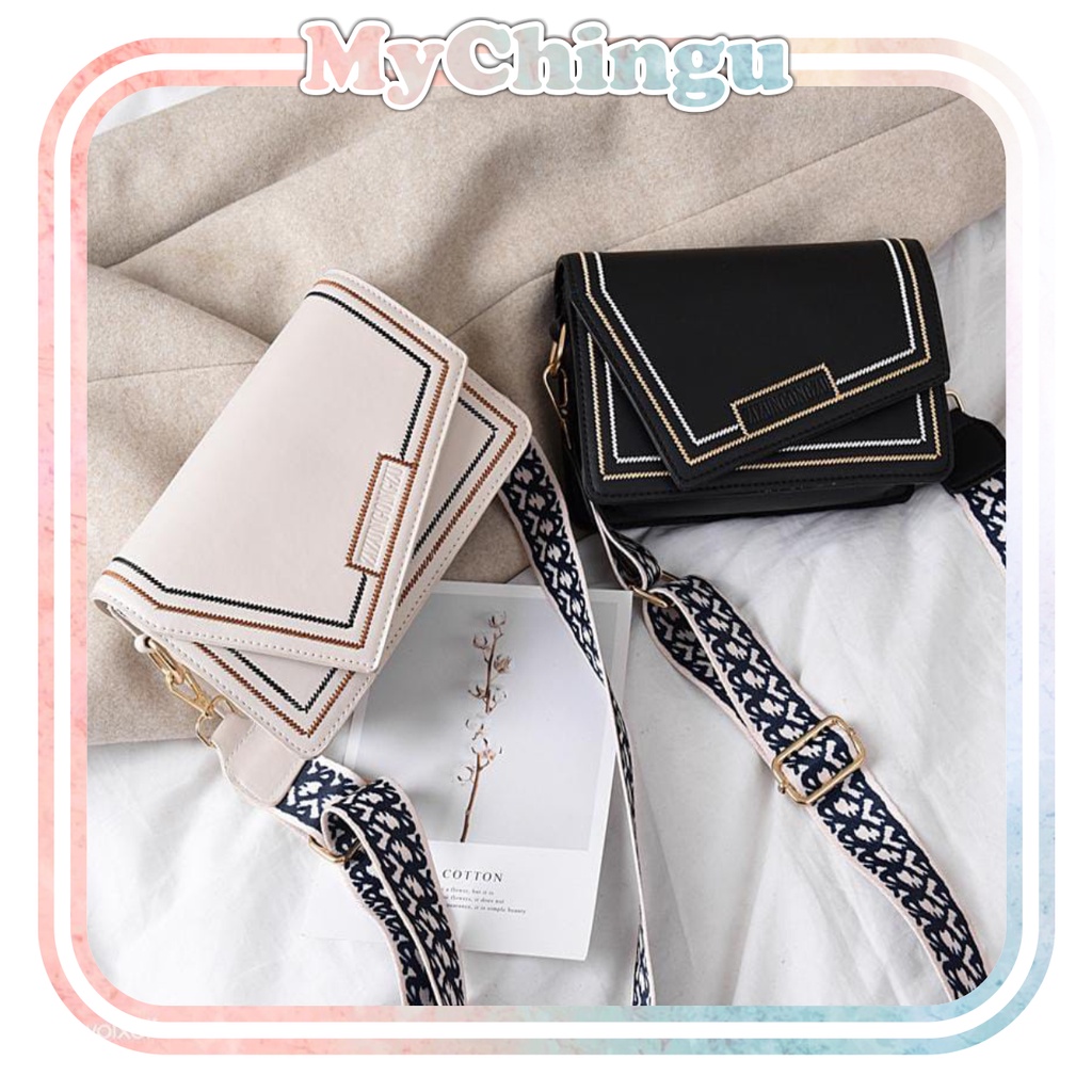 ❀ Chingu ❀ TW017 Tas Selempang Wanita Polos Kotak Simple Mini Tas Bahu Import Murah Buat Kado