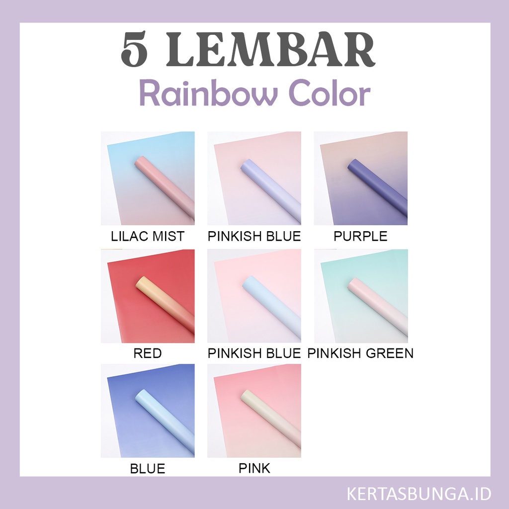 

(5 LEMBAR) FLOWER WRAPPING RAINBOW WATERPROOF / Kertas Bunga / Kertas Cellophane / Kertas Buket Bunga / Buket Bunga / Buket Uang / Kertas Buket / Kertas Wrapping Buket