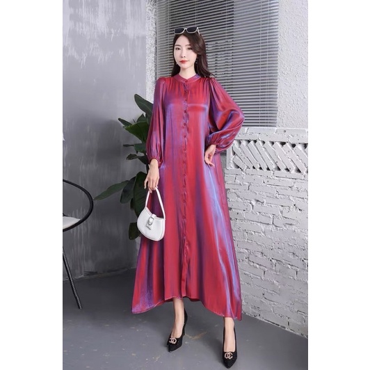 Glossy Dress Free Belt / Baju Dress Wanita Import