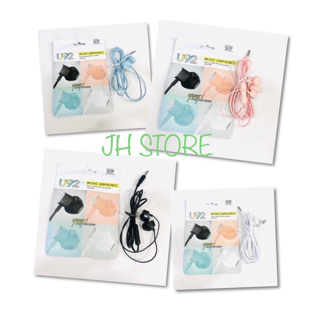 Earphone - Handsfree - Headset U92 MACARON + Mic EXTRA BASS STEREO HF Universal