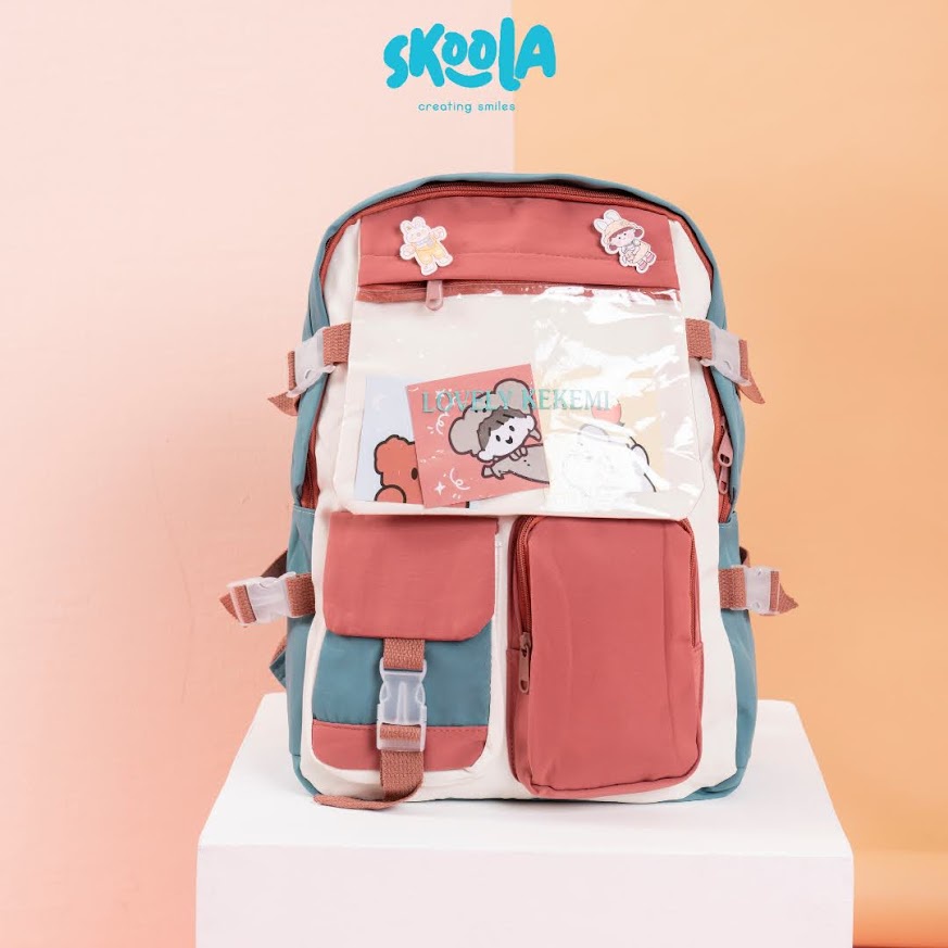 Skoola Tas Sekolah Anak Perempuan Laki - Laki Kuliah Remaja Ransel - Guma Korea