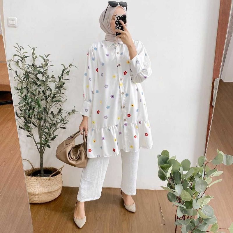 NADILA SET NEW SET LONGTUNIK REMPEL MOTIF KEKINIAN SETELAN WANITA TERLARIS
