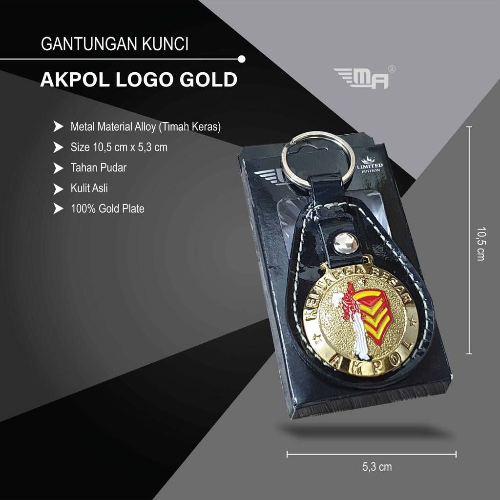 GANTUNGAN KUNCI AKPOL LOGO GOLD