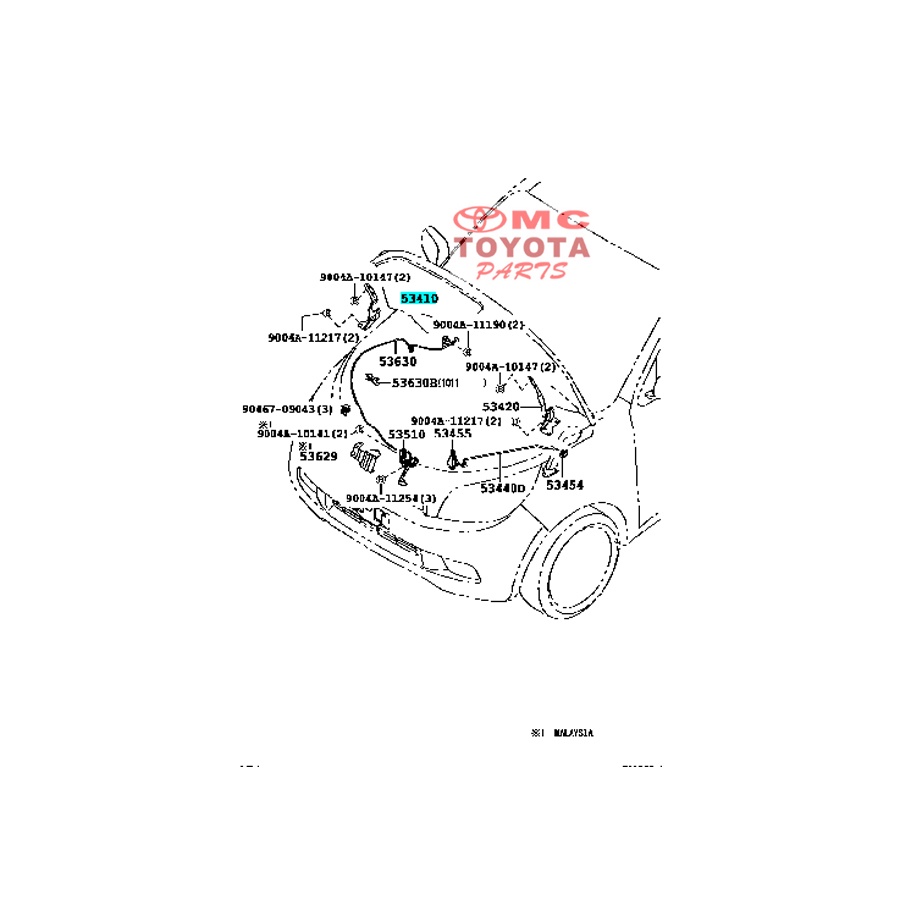 Engsel Kap Cup Motor Depan Kanan Rush Terios 53410-BZ020