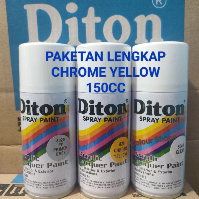 Pilok Cat Diton Chrome Yellow 825 Primer Grey Epoxy 8020 Clear 8540 Paketan Kuning Lemon 3 pcs 150cc Pilox Cat Semprot Diton Spray Paint