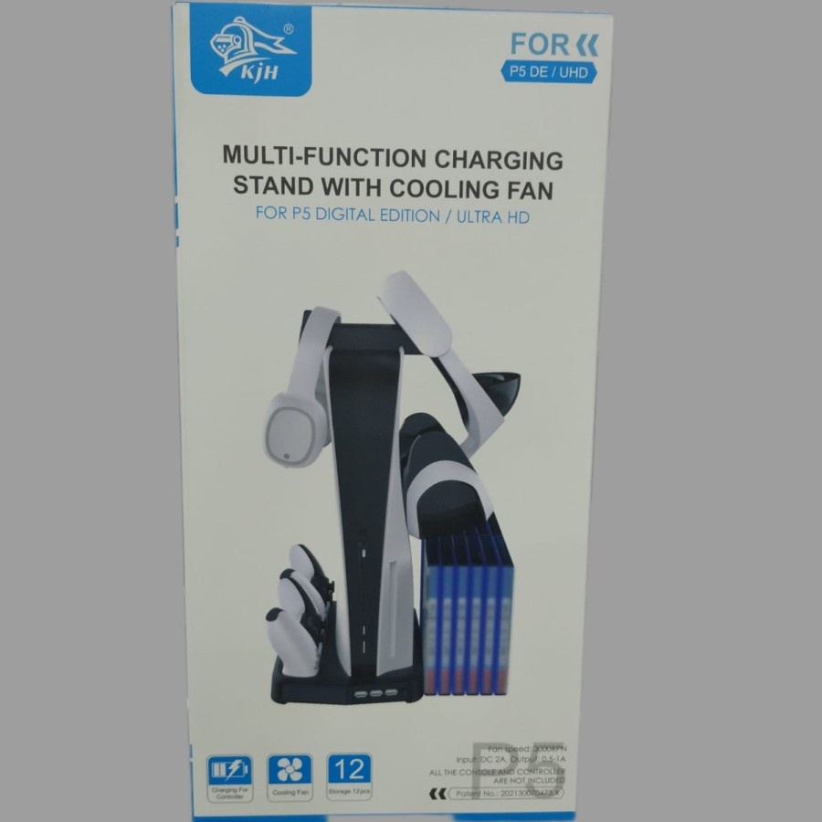 KJH Multi Function Charging Stand With Cooling Fan for PS5 Disc &amp; Didital KJH-P5-026