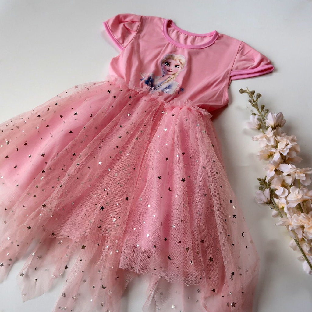 Dress Frozen ZigZag Spark Anak Perempuan 5 Tahun