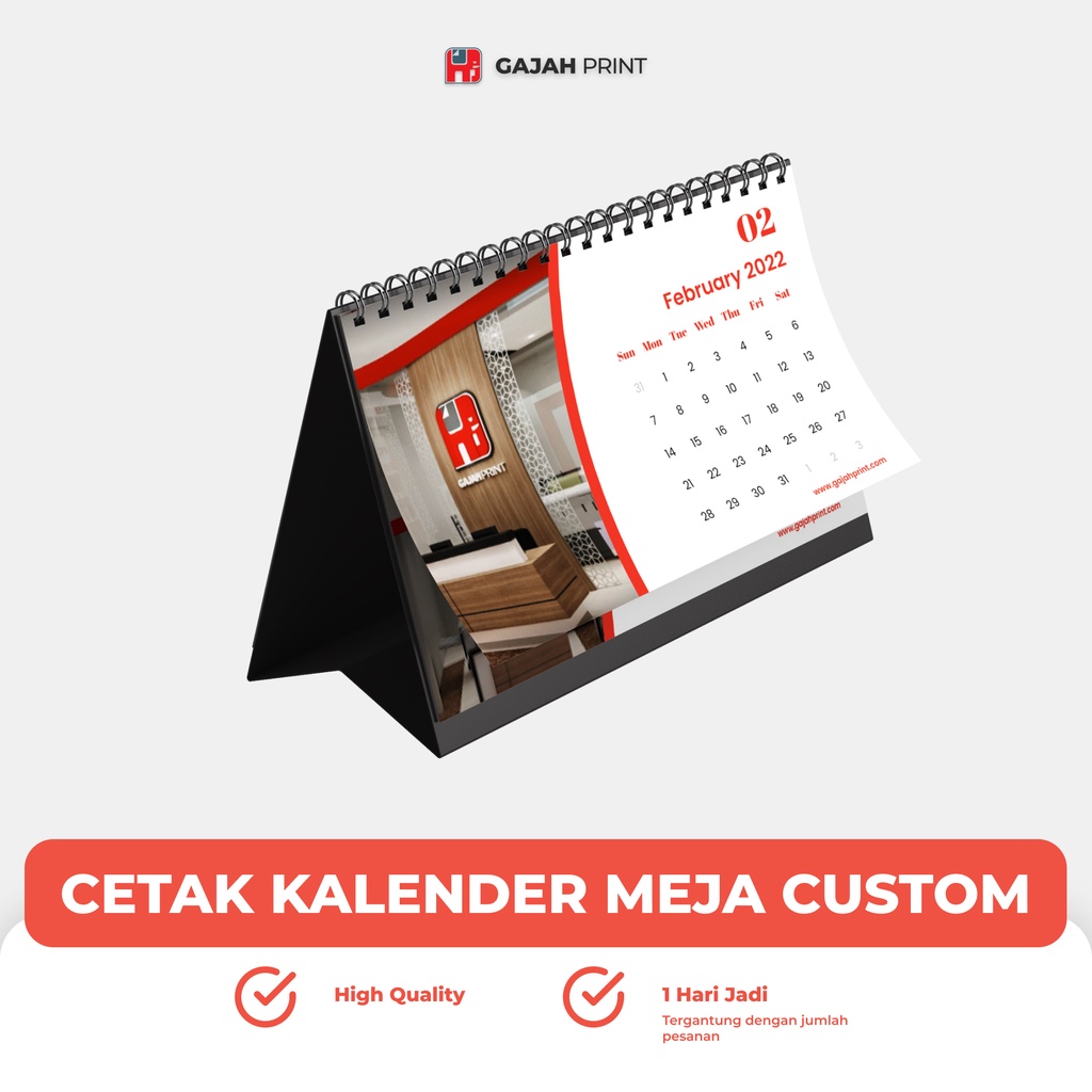 

Kalender Duduk Meja Custom / 2 Muka